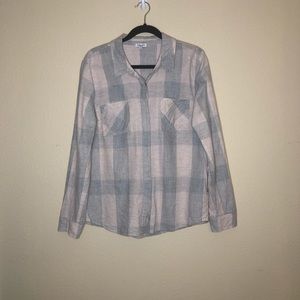 Splendid Pastel Blue & Pink Plaid Button Front